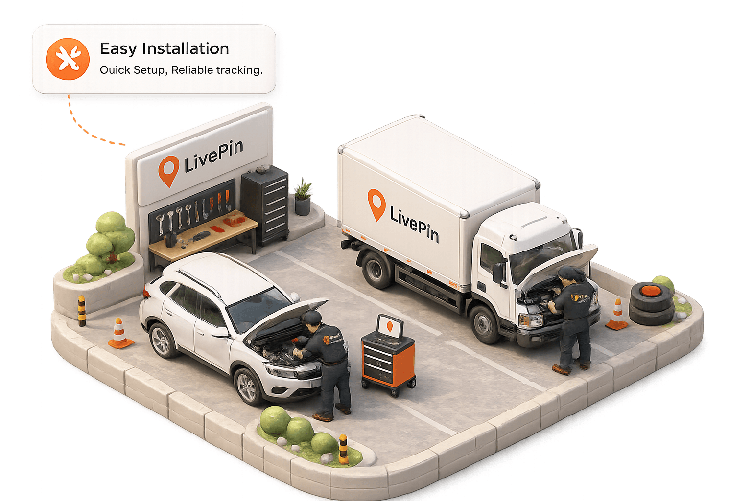 Isometric illustration: Field-ready install