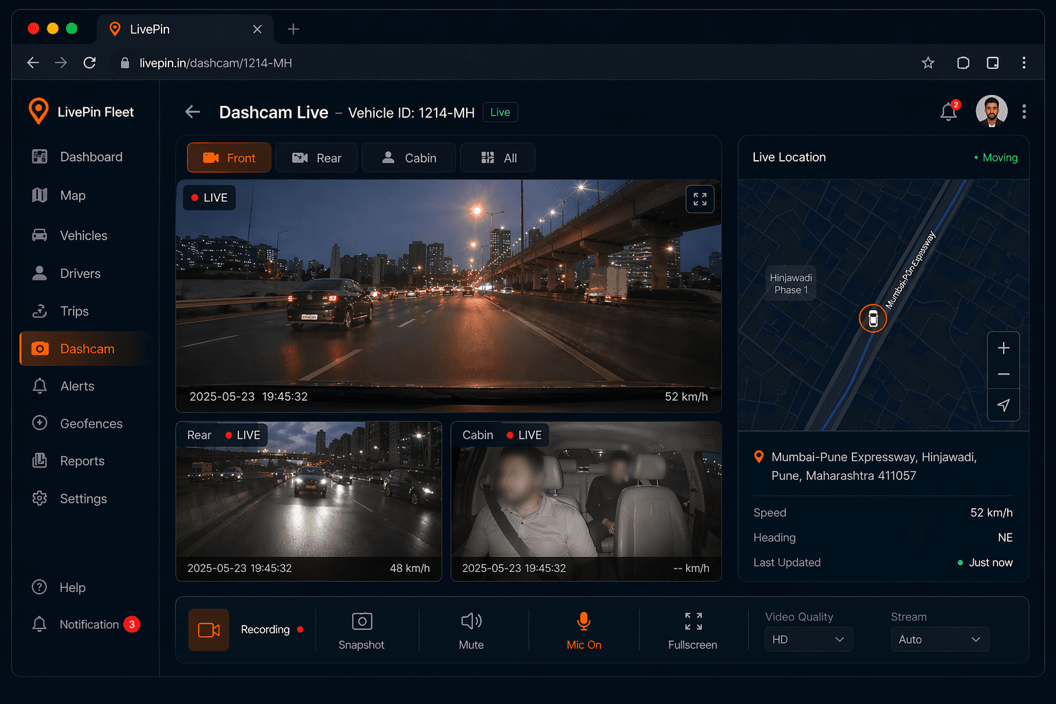 Live Dashcam Footage