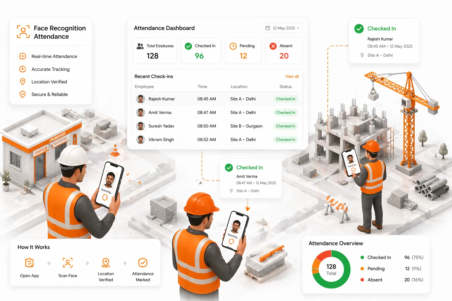 Construction fleet coordination in challenging terrain