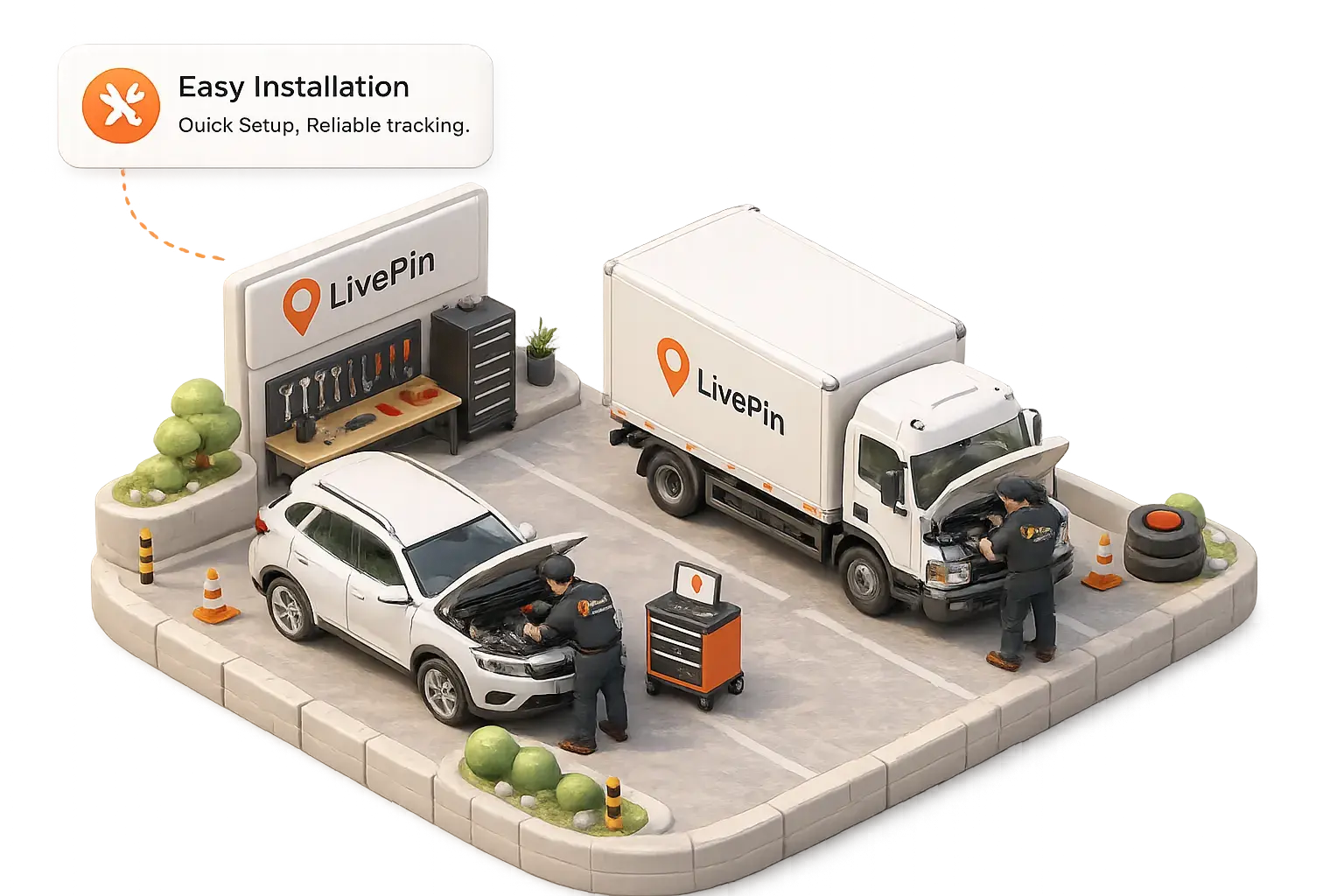 Isometric illustration: Field-ready install
