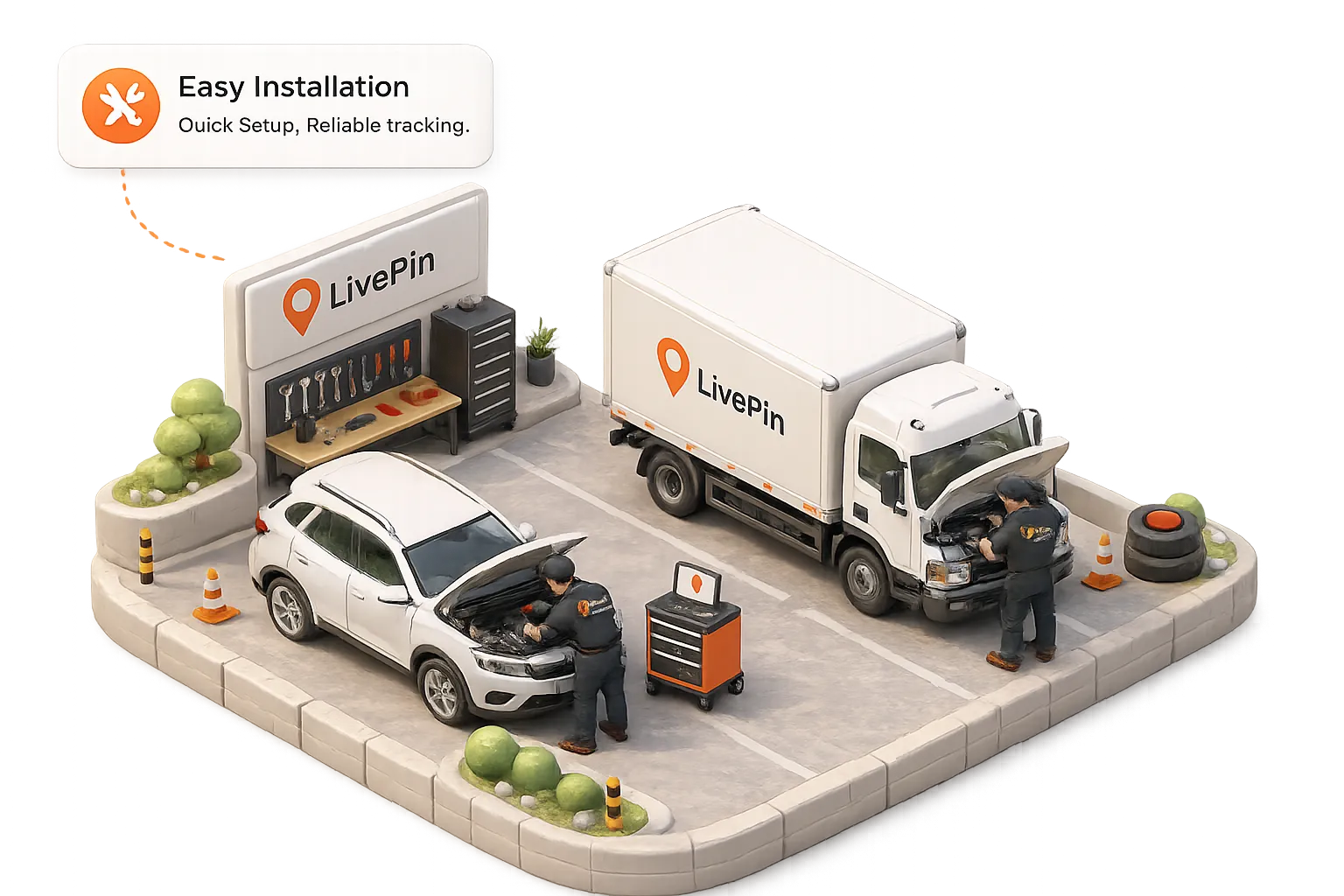 Isometric illustration: Field-ready install